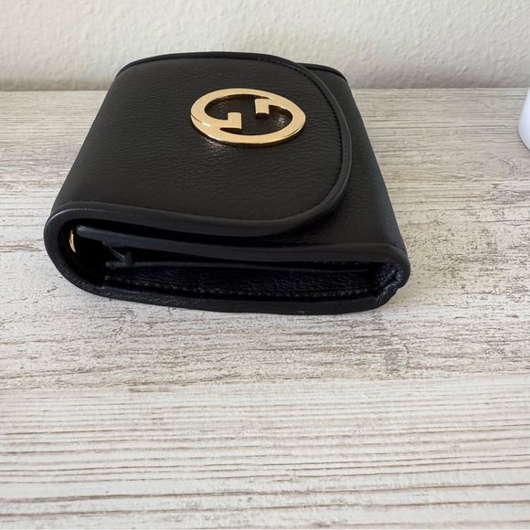 New Gucci G Blondie leather crossbody shoulder bag wallet with gold Chain, black - Picture 8 of 10